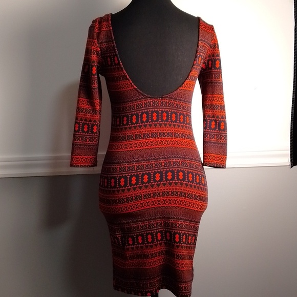 YA Las Angeles dress Aztec boho print  low back size small - Picture 2 of 6